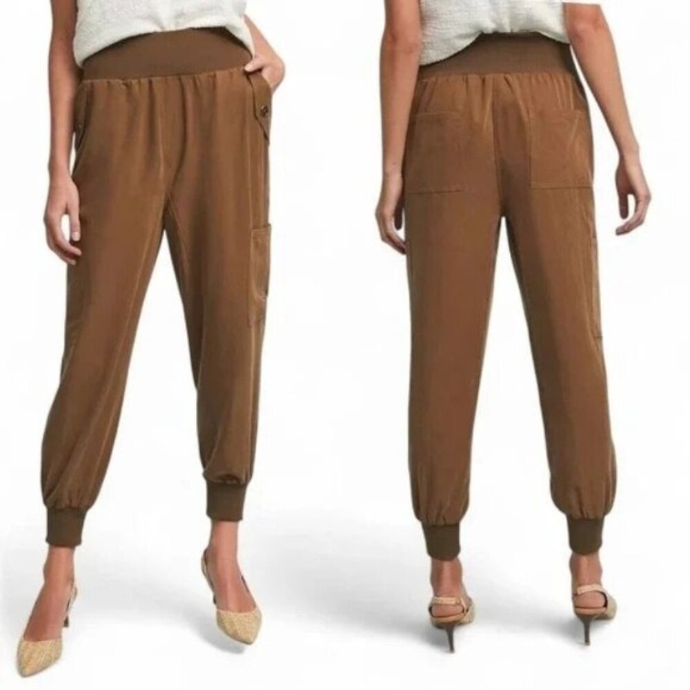 Anthropologie Brown Rib-Waist Jogger Pants